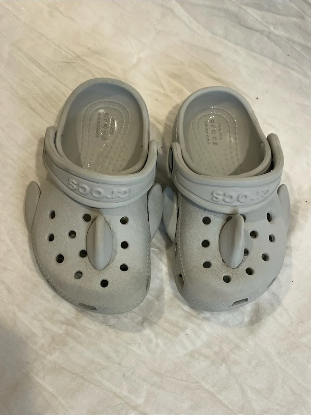 Crocs Kids Shark Clogs Gray Size C6 Toddler Lightweight Slip On Water Shoes